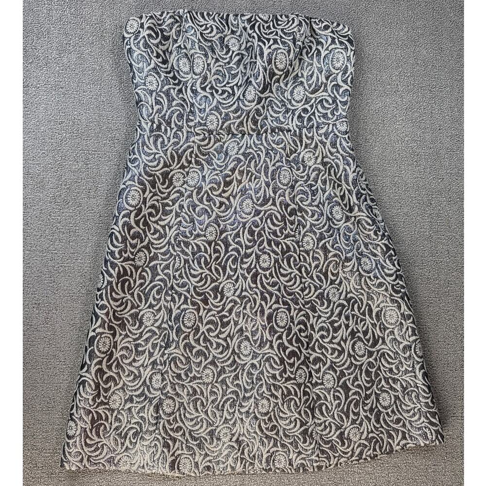 The Limited Strapless Mini Dress Jacquard Hoco Wedding Guest Metallic Gray Sz 4